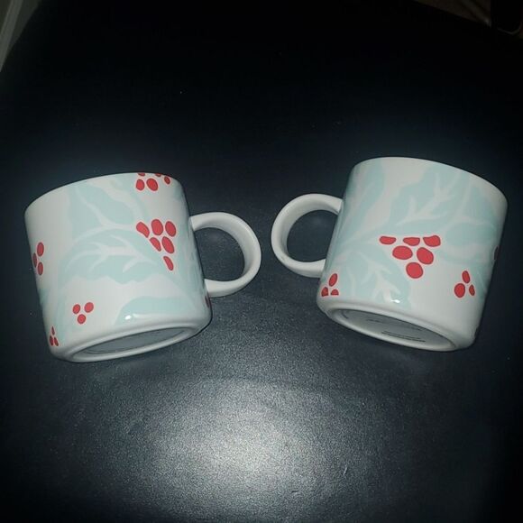 Starbucks Mugs dining 2# 12 ounce mug green red coffee branch cherries holiday - Picture 4 of 8